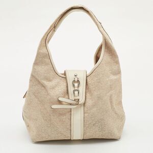 Dkny Light Beige/cream Canvas And Leather Hobo